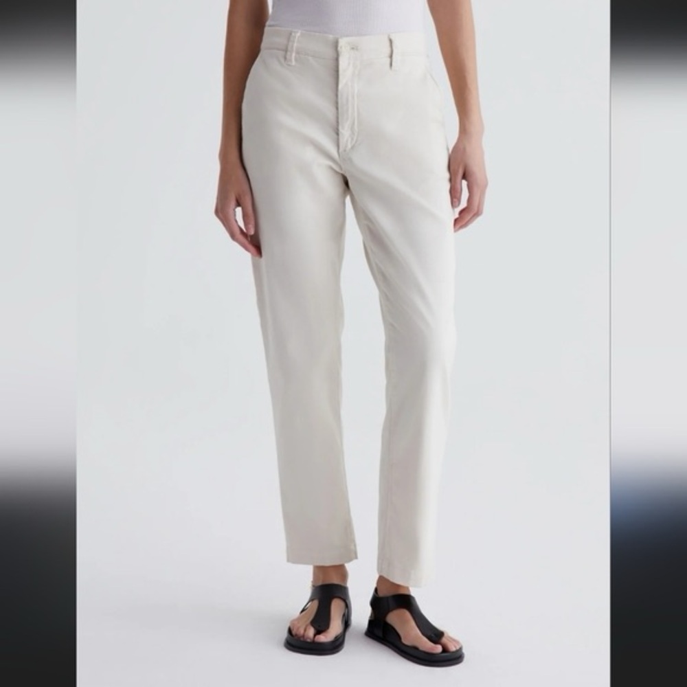 Ag Adriano Goldschmied Off-White Straight-Leg Trousers